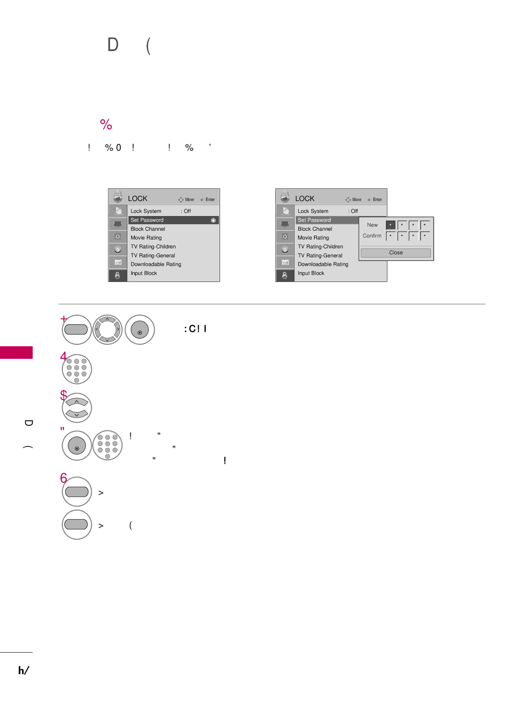 LG Electronics SAC30708022 owner manual Set Password, Change the password by inputting a new password twice 