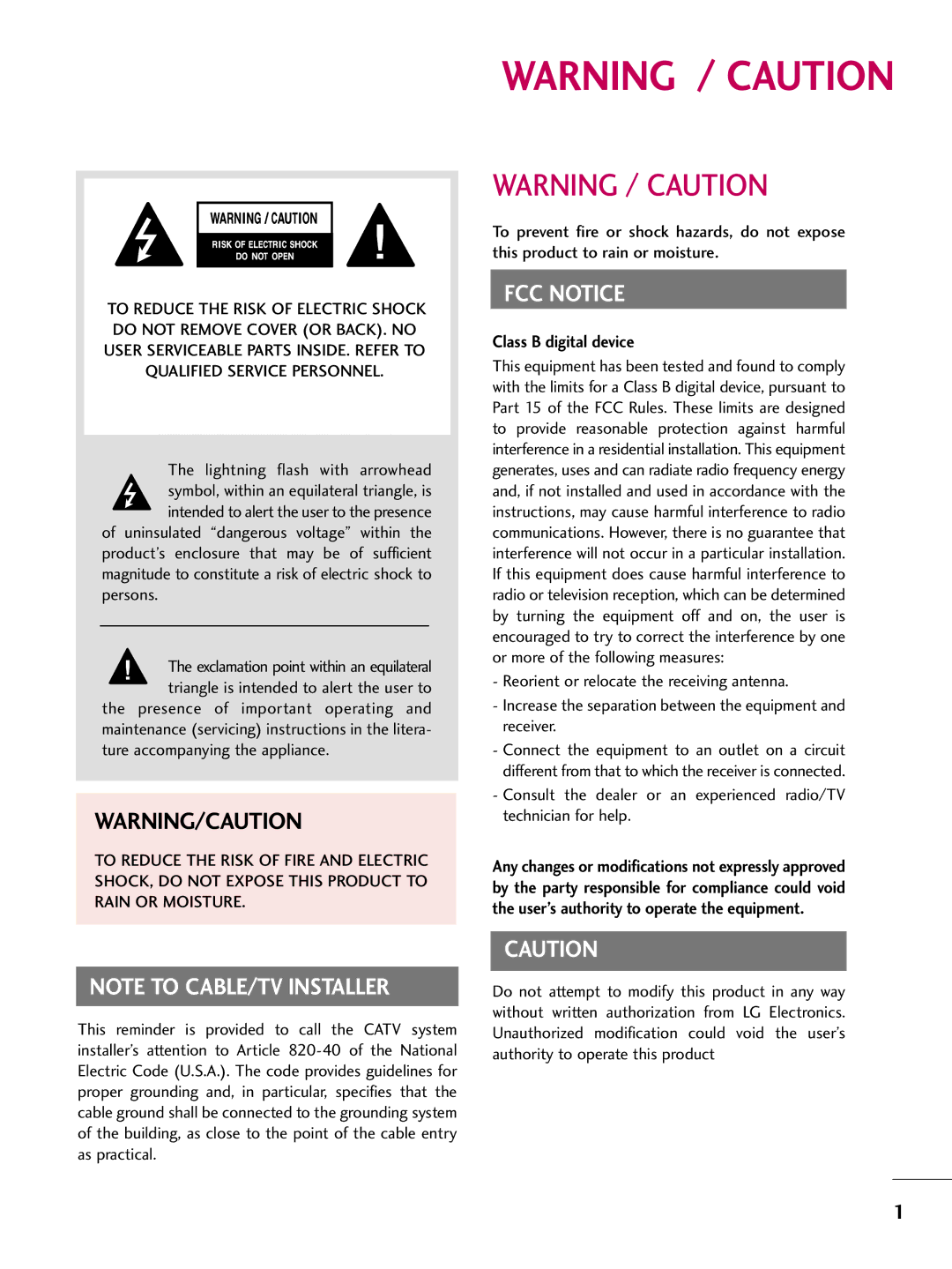 LG Electronics 223DCH, SAC30708026 owner manual FCC Notice 