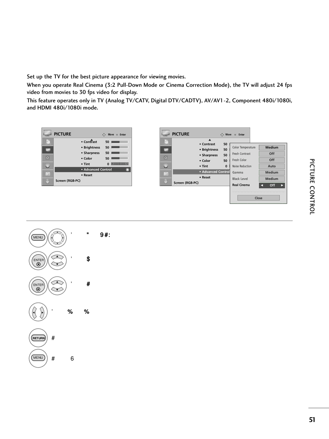 LG Electronics 223DCH, SAC30708026 owner manual Advanced Control Real Cinema 