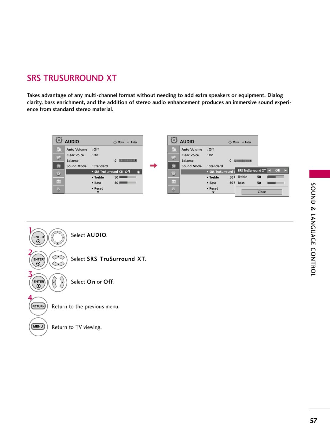 LG Electronics 223DCH, SAC30708026 owner manual Sound, Language Control 