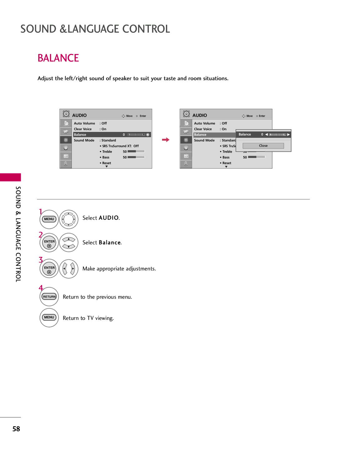 LG Electronics SAC30708026, 223DCH owner manual Balance 