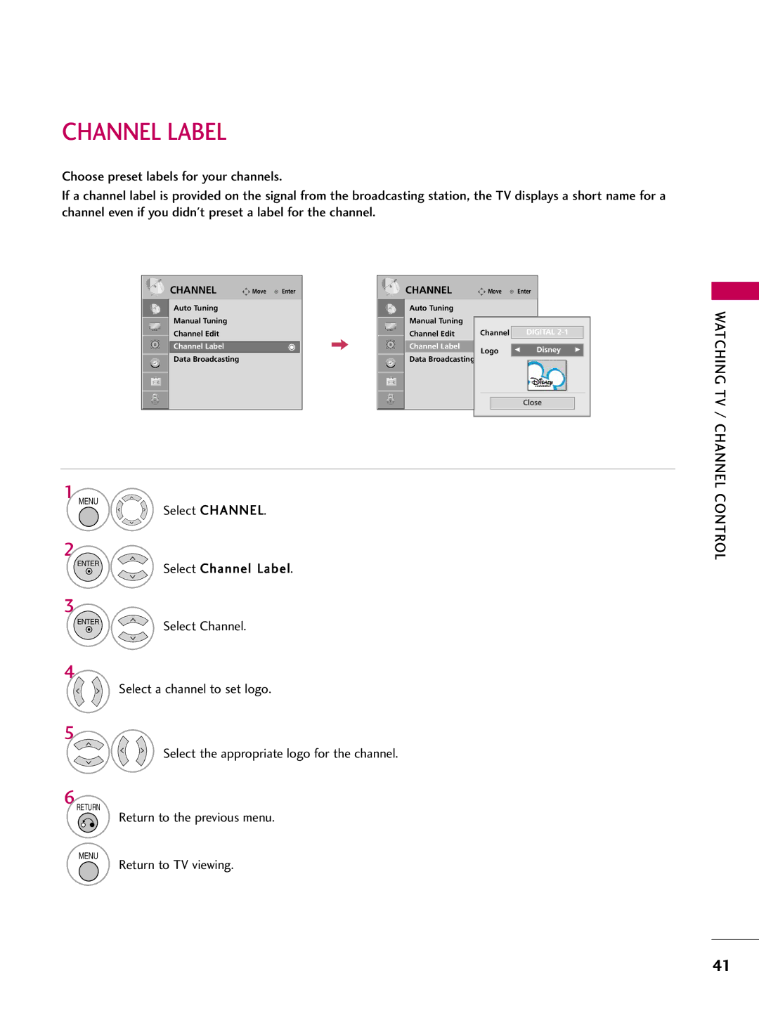 LG Electronics 32700H, SAC30708043, 42700H, 37700H owner manual Channel Label, Select Channel 