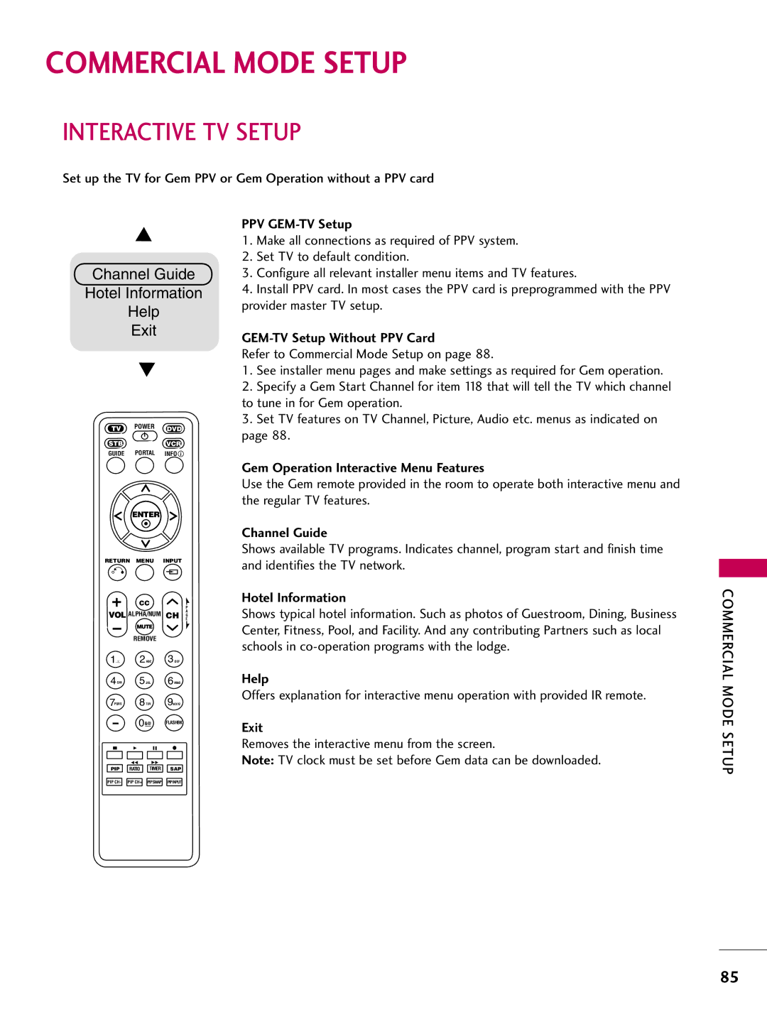 LG Electronics 32700H, SAC30708043, 42700H, 37700H owner manual Commercial Mode Setup, Interactive TV Setup 