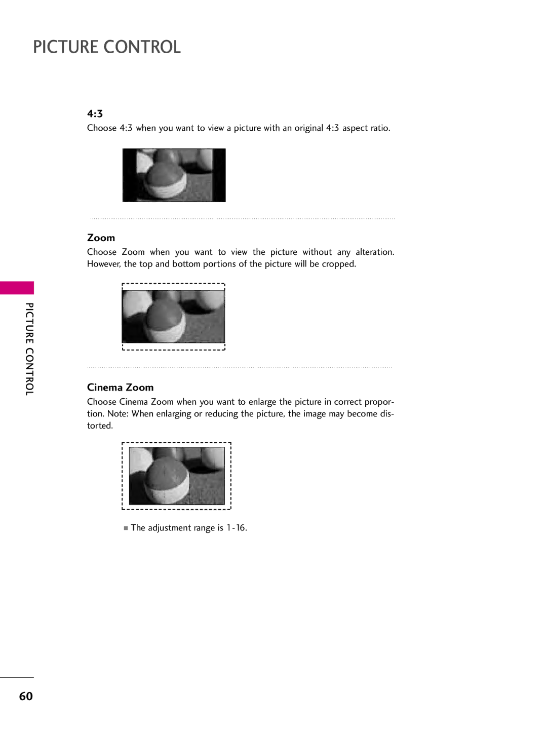 LG Electronics SAC33575901 owner manual Picture Control, Zoom 