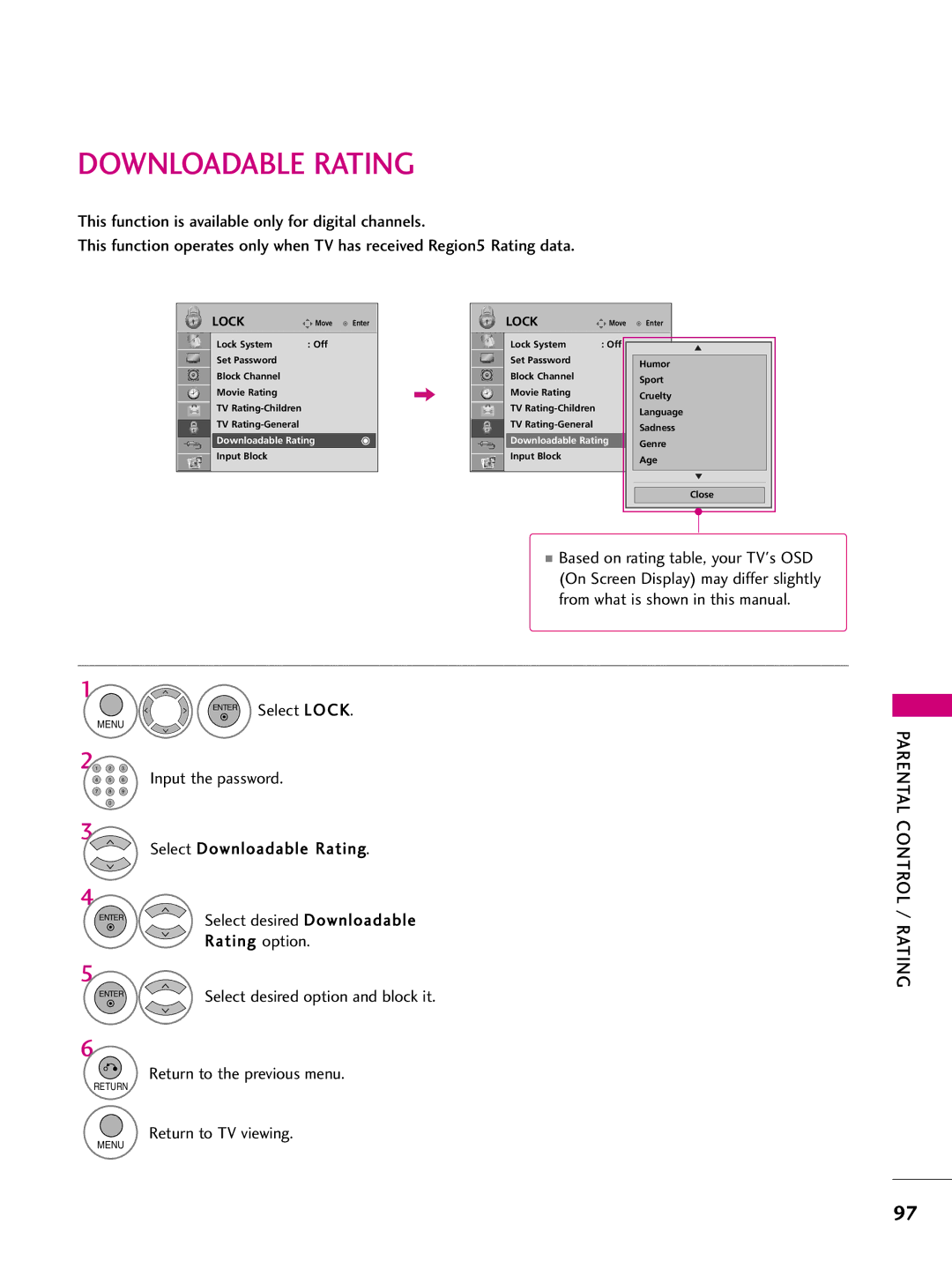 LG Electronics SAC33575901 owner manual Downloadable Rating 