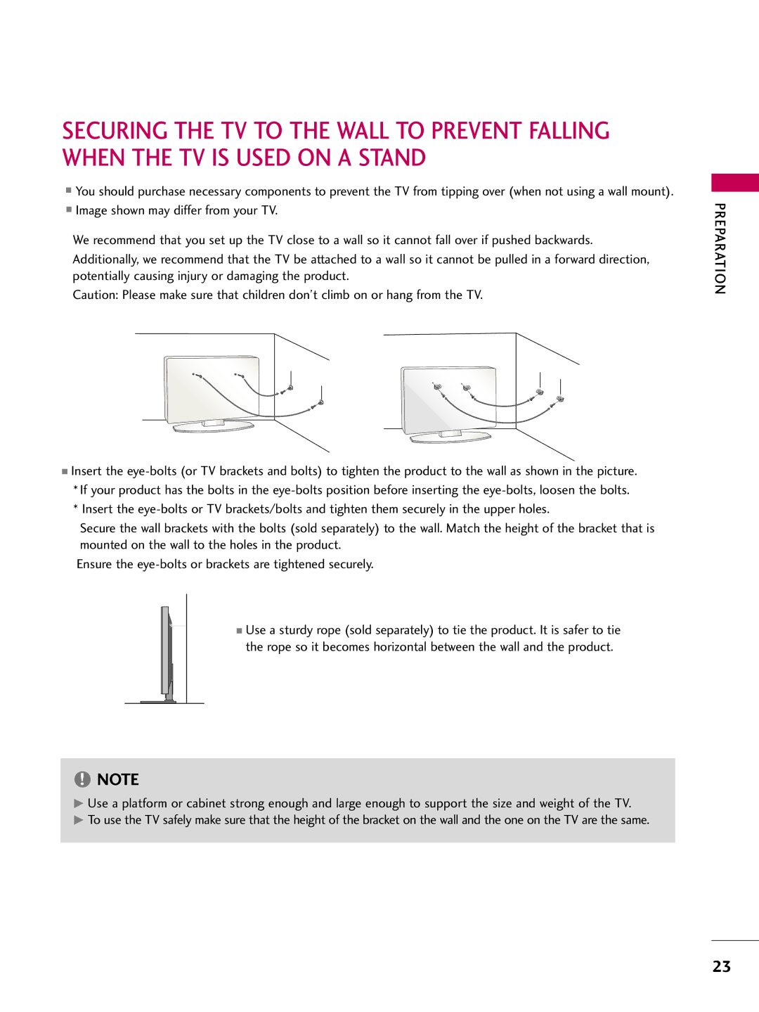 LG Electronics SAC33601903 (1004-REV05) owner manual Preparation 