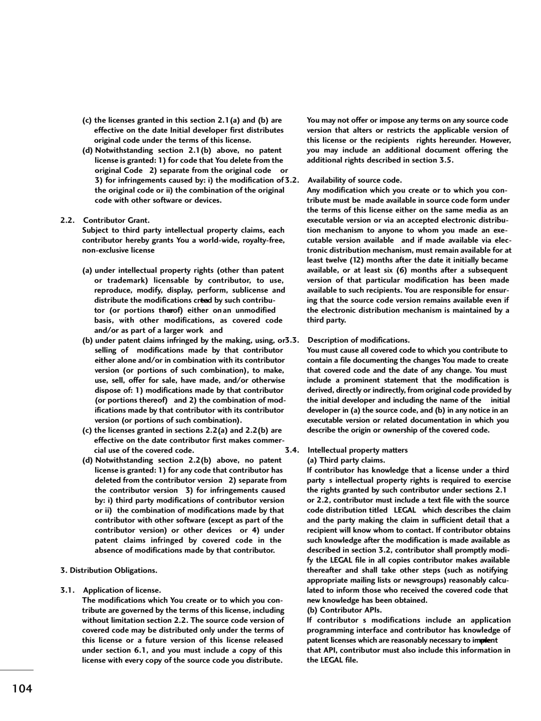 LG Electronics 37LH265H, SAC34026004, 42LH255H Distribution Obligations Application of license, Availability of source code 