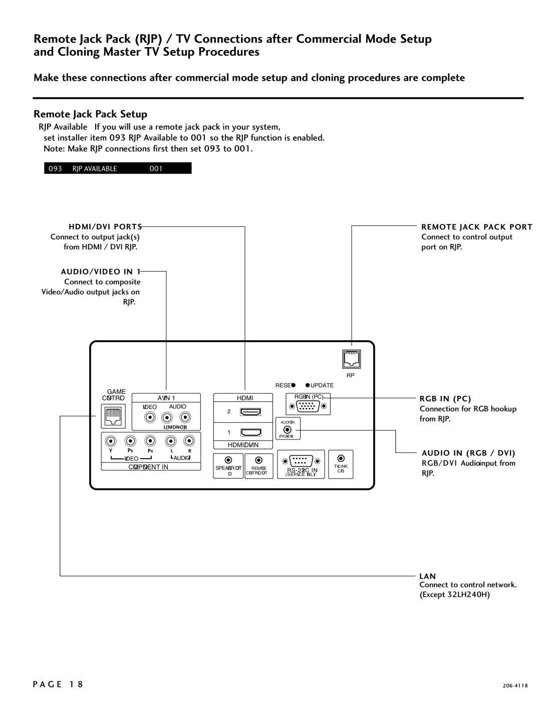 LG Electronics 32LH250H, SAC34026004 Connect to composite Video/Audio output jacks on, Connection for RGB hookup from RJP 