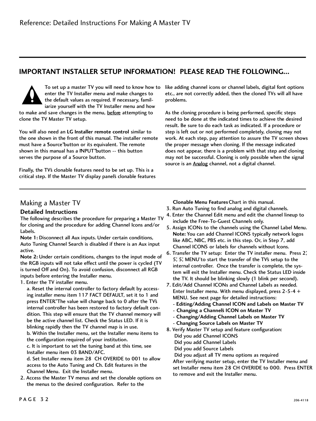 LG Electronics 42LH255H, SAC34026004, 42LH260H, 37LH250H, 37LH260H Reference Detailed Instructions For Making a Master TV 