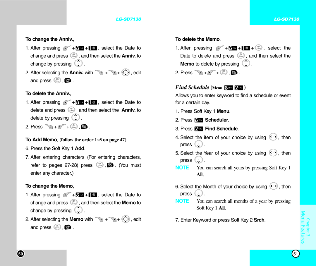 LG Electronics SD7130 user manual Find Schedule Menu 