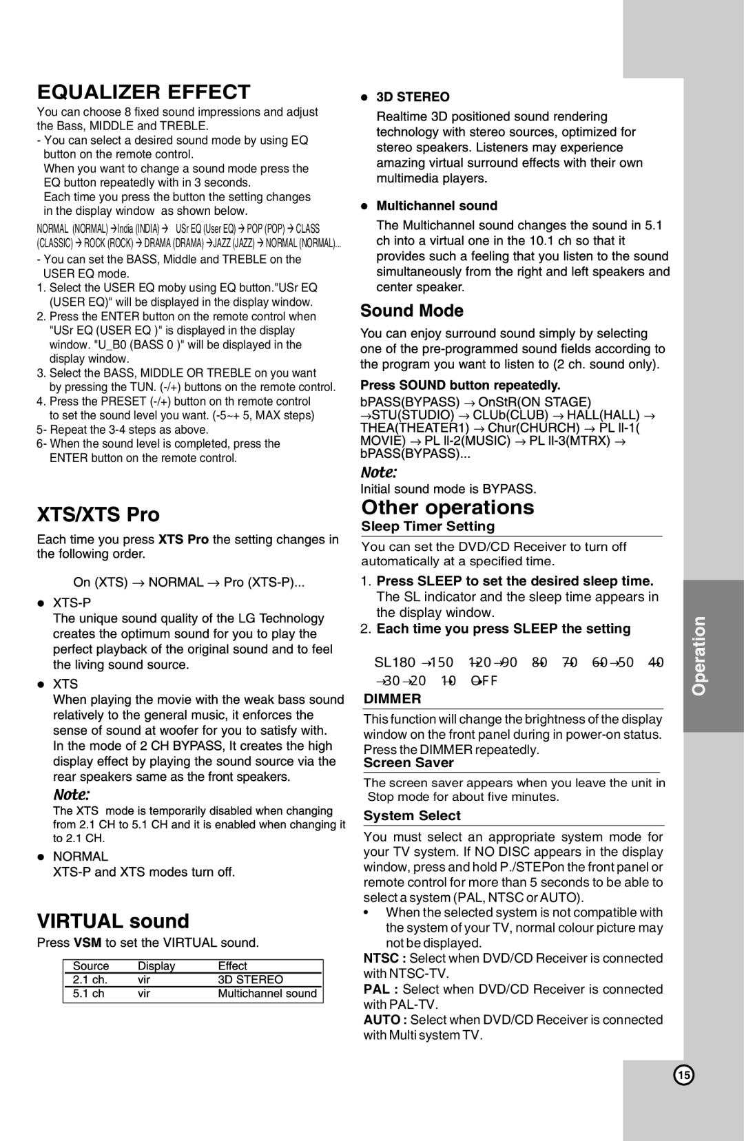 LG Electronics HT302SD-A8, SH32SD-SZ, SH32SD-WZ owner manual Equalizer Effect 