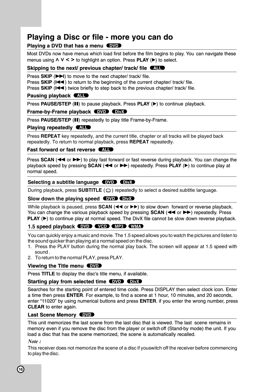 LG Electronics SH32SD-SZ, SH32SD-WZ, HT302SD-A8 owner manual Speed playback 