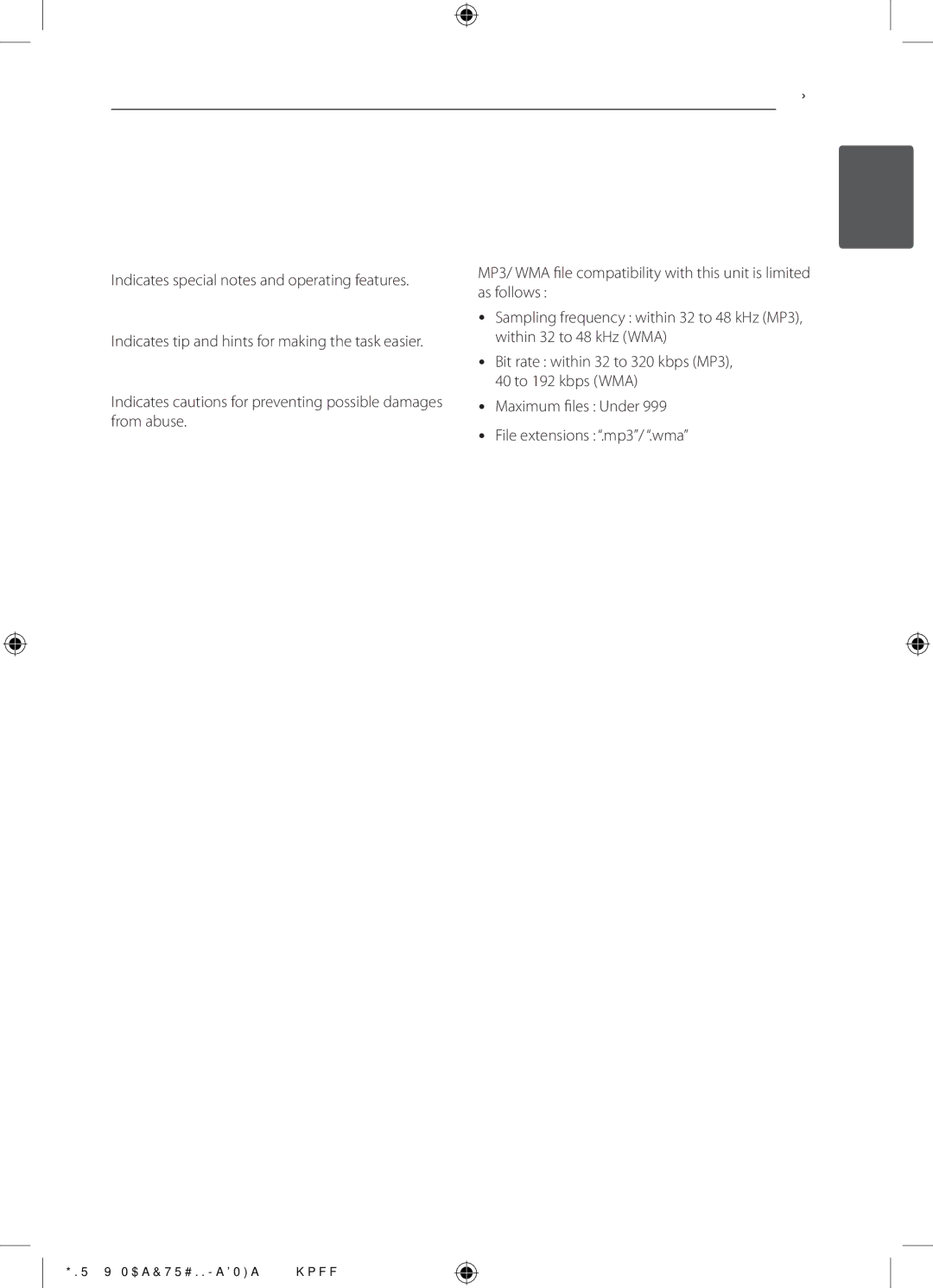 LG Electronics LSB316, SHS36-D Introduction, Playable file, Symbols Used in this Manual, MP3/ WMA music file requirement 