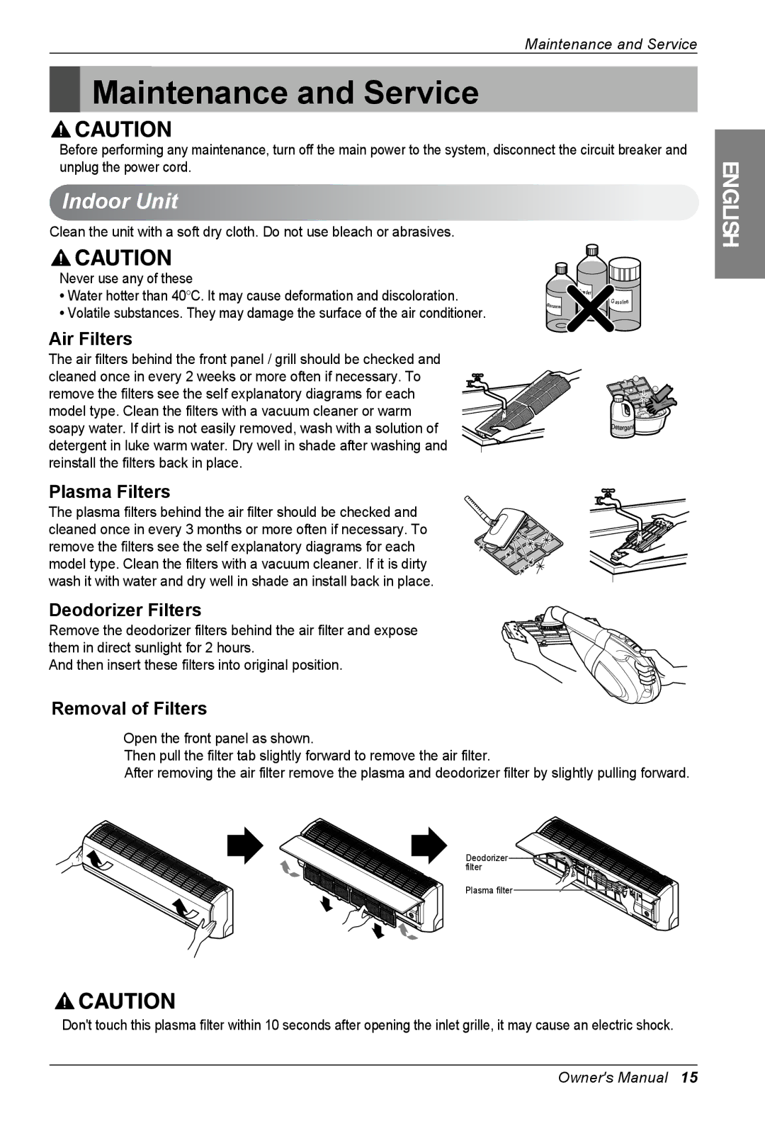 LG Electronics SP182CM S51, SP182HM S50, SP122CM SY0, SP242HM S50, SP242CM S51 Maintenance and Service, Indoor Unit 