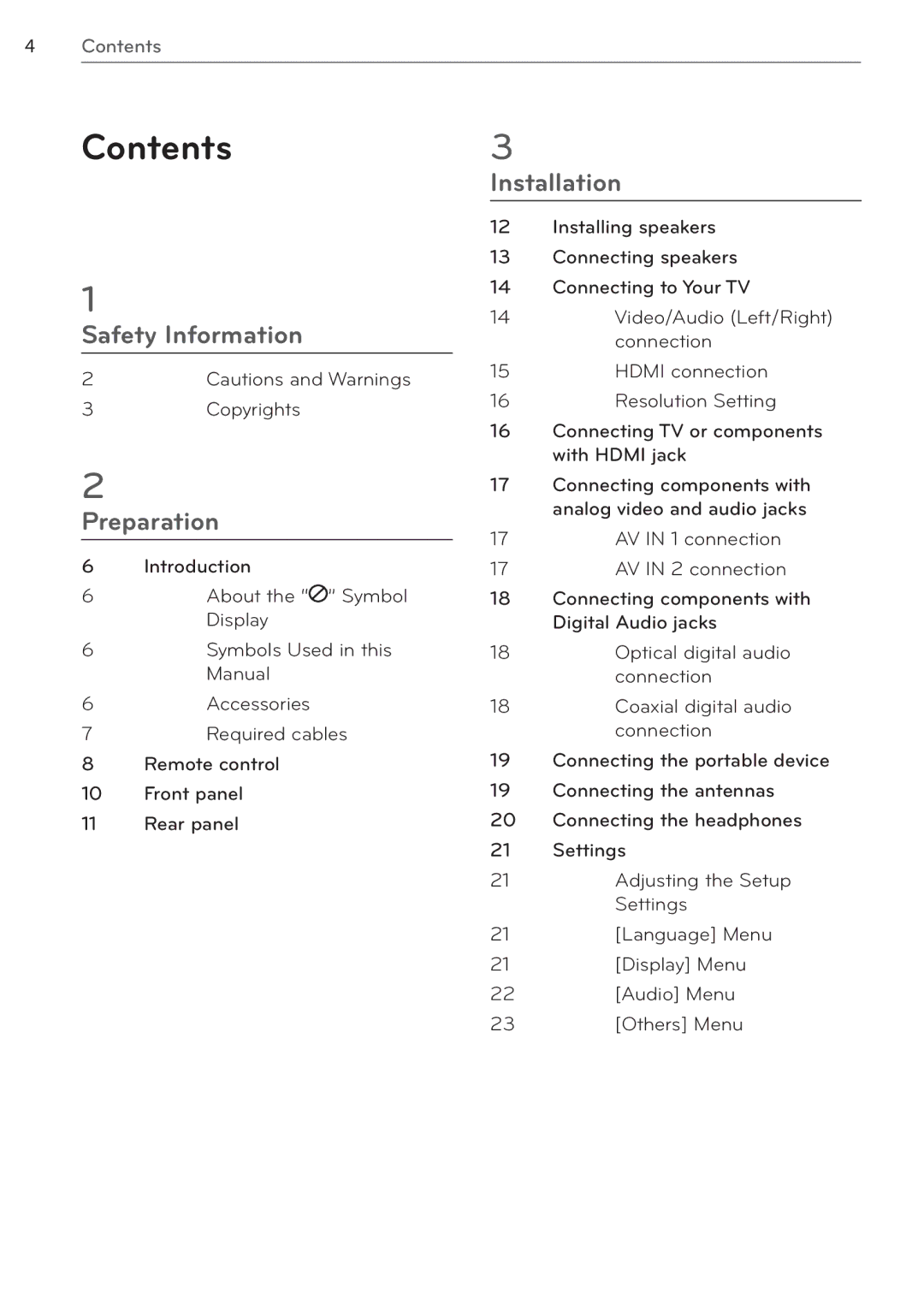 LG Electronics SR85TS-F, AR805TS owner manual Contents 