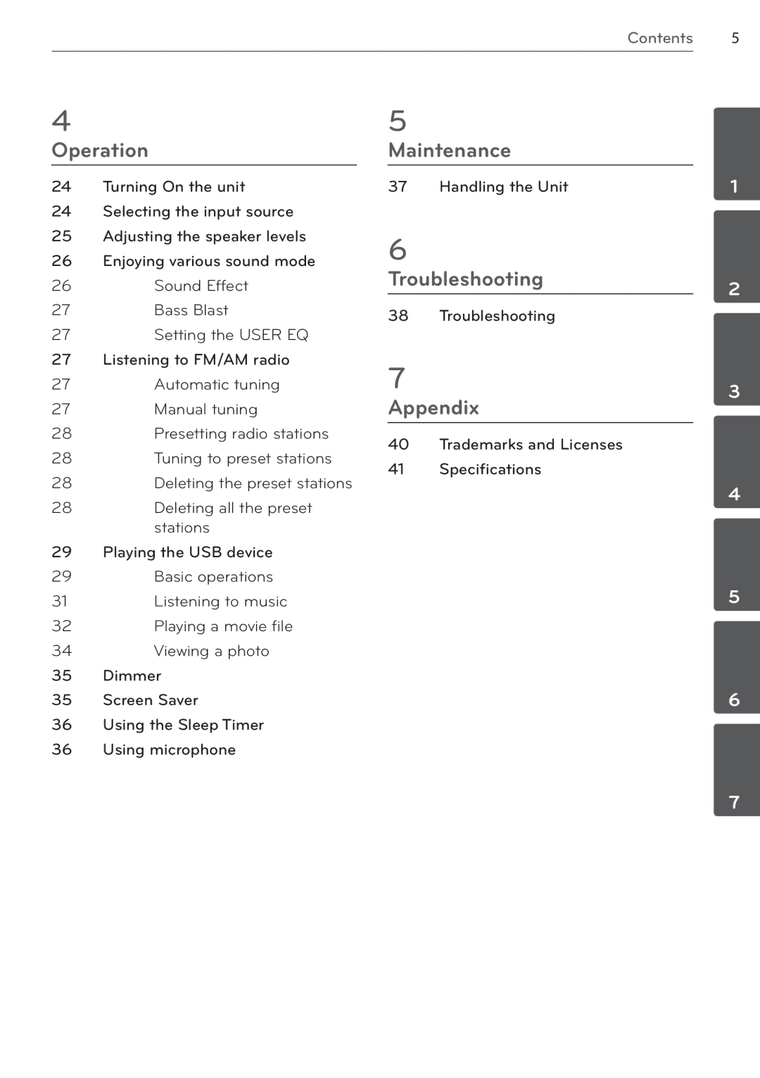 LG Electronics AR805TS Deleting all the preset stations Playing the USB device, Handling the Unit, Troubleshooting 