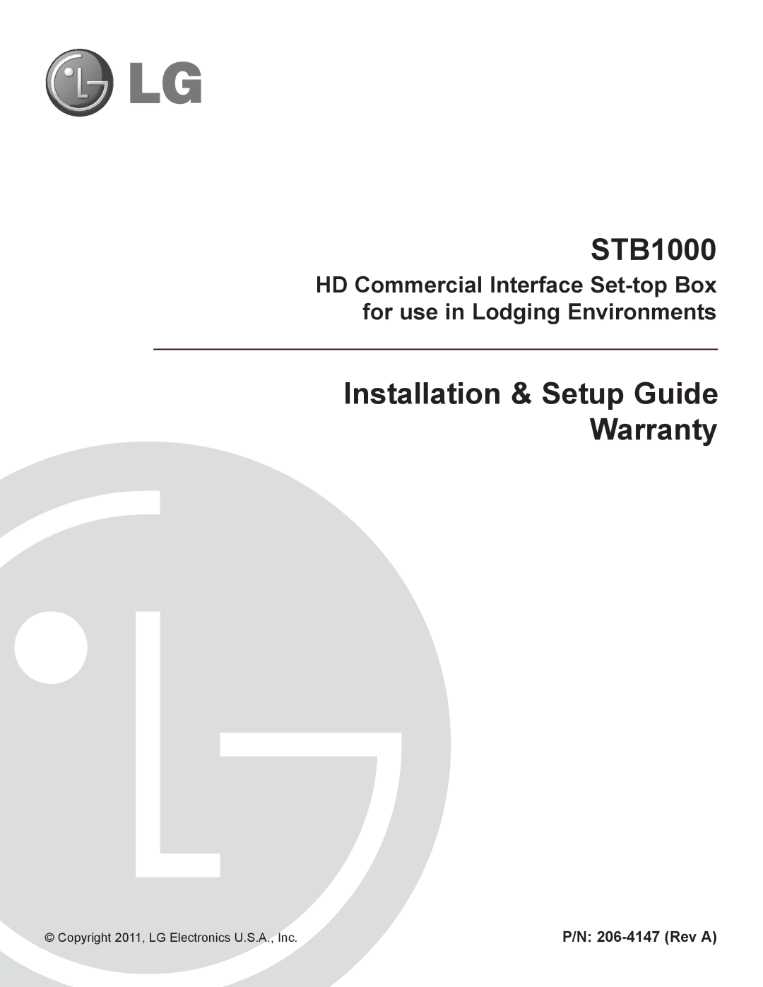 LG Electronics STB1000 manual Rev a, Copyright 2011, LG Electronics U.S.A., Inc 