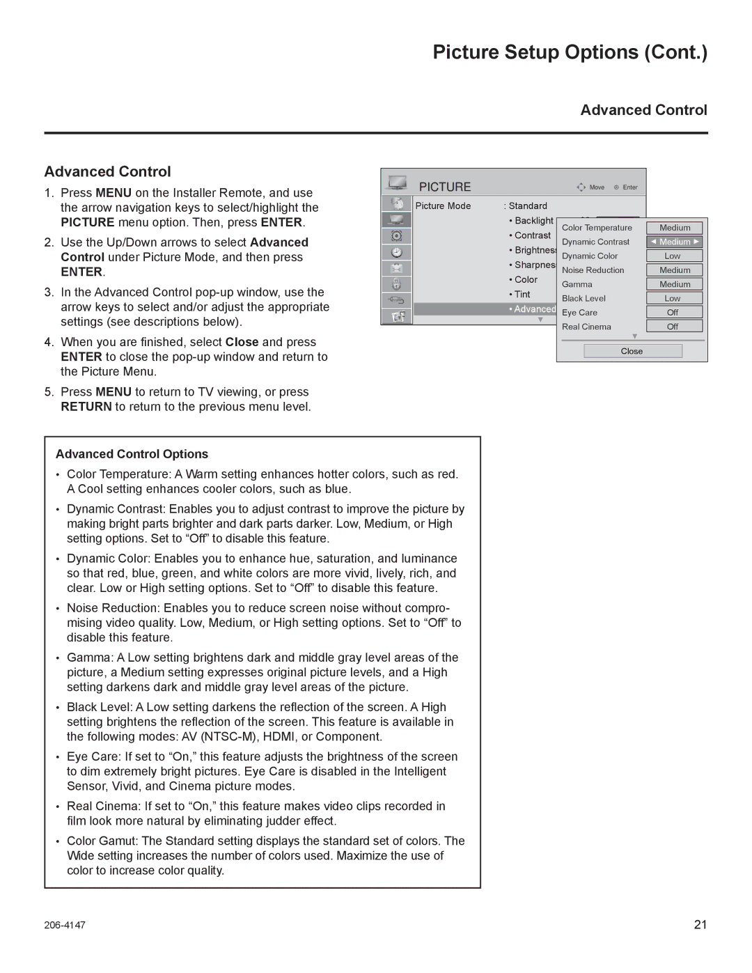 LG Electronics STB1000 manual Advanced Control Options 