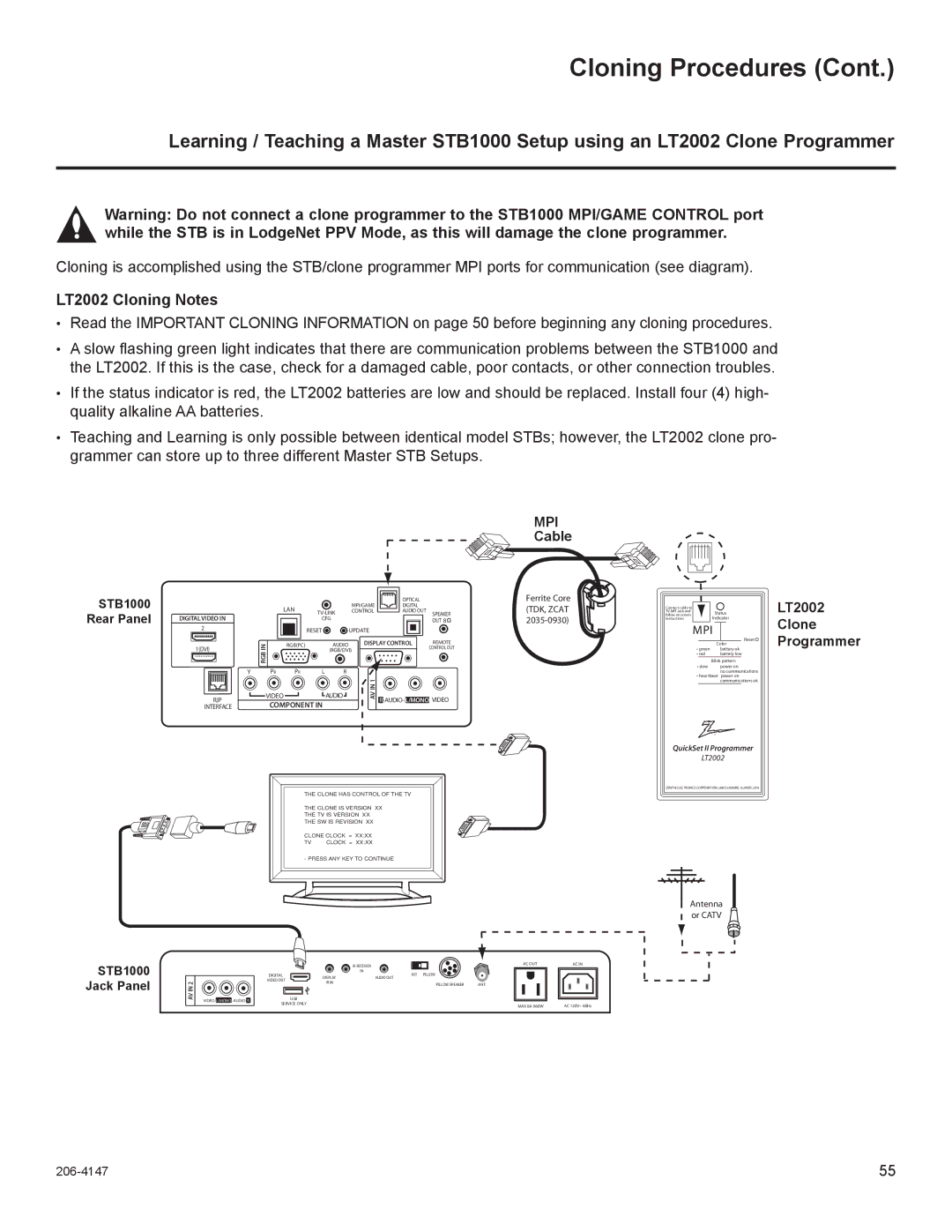 LG Electronics STB1000 manual LT2002 Cloning Notes, LT2002 Clone 