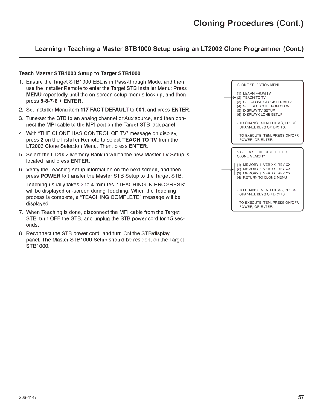 LG Electronics manual Teach Master STB1000 Setup to Target STB1000 