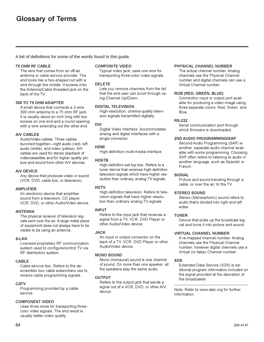 LG Electronics STB1000 manual Glossary of Terms 