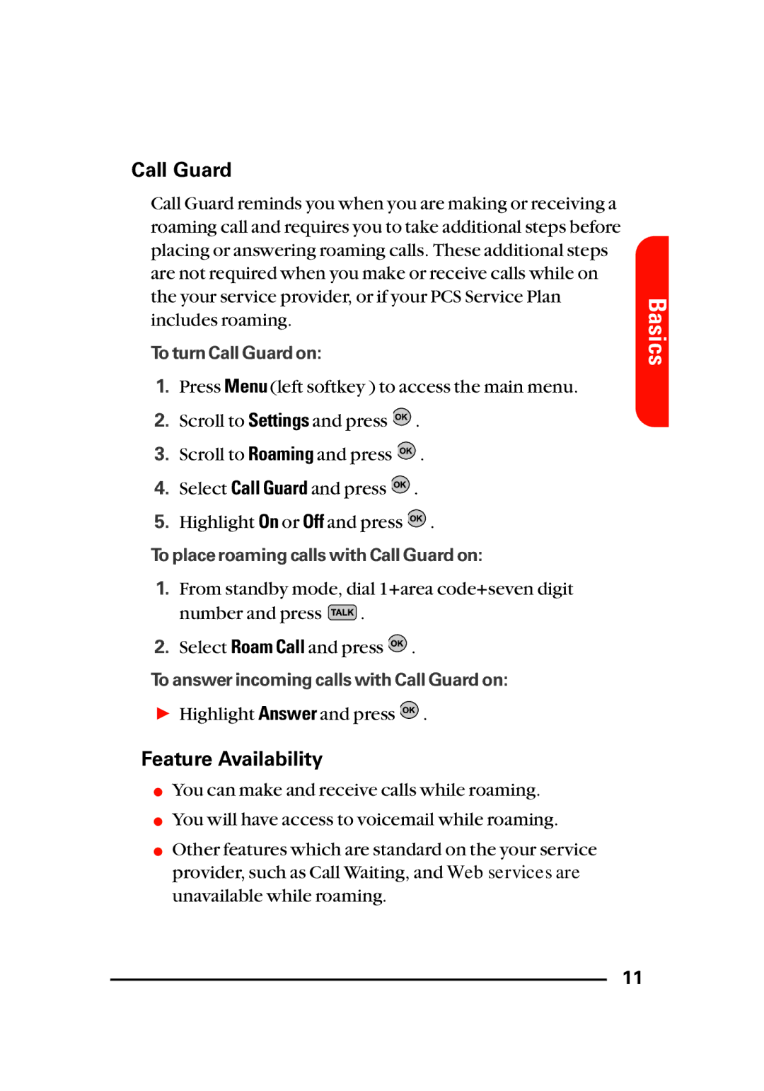 LG Electronics Sti manual Call Guard, Feature Availability 