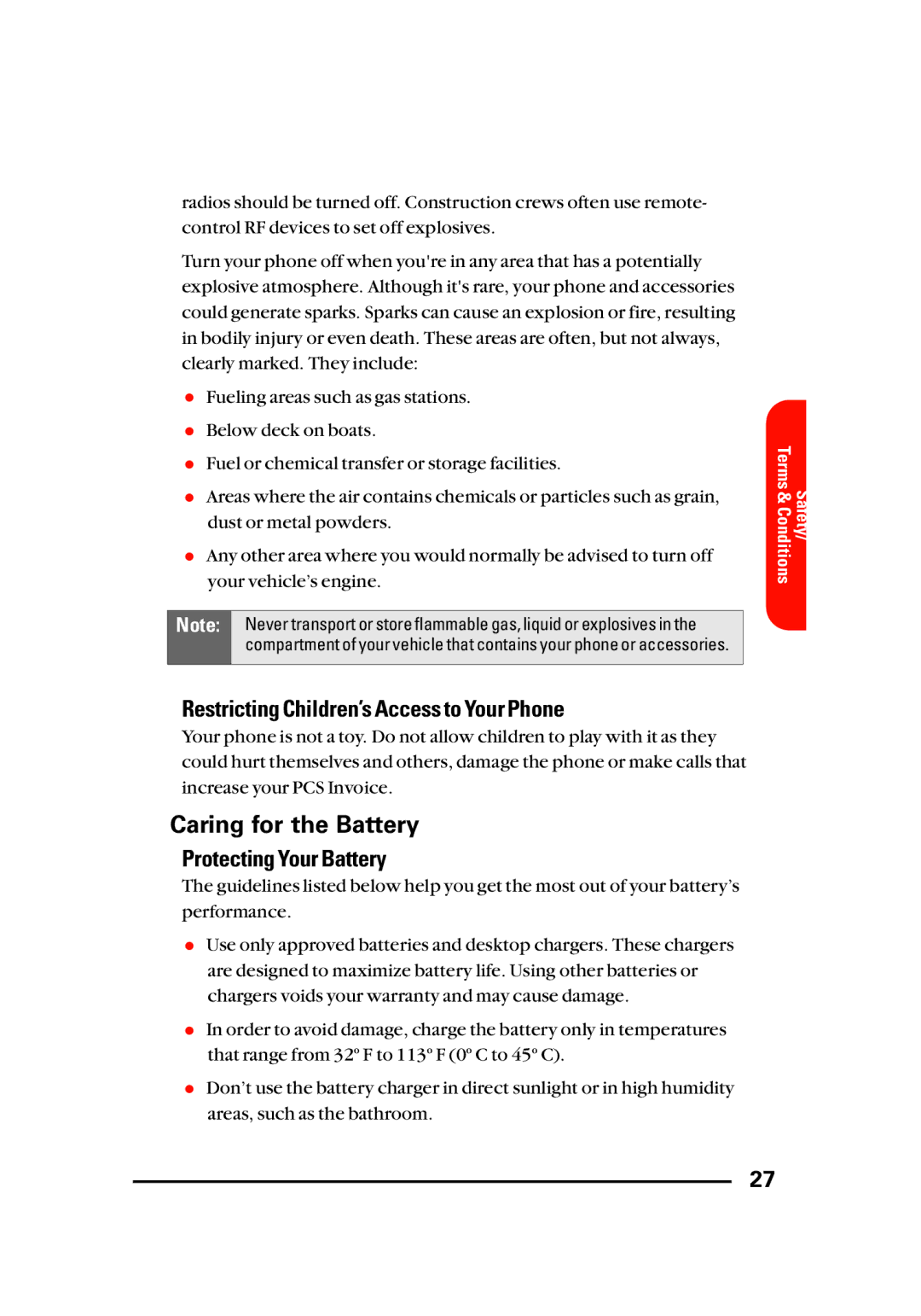 LG Electronics Sti manual Caring for the Battery, Restricting Children’s Access to Your Phone, Protecting Your Battery 