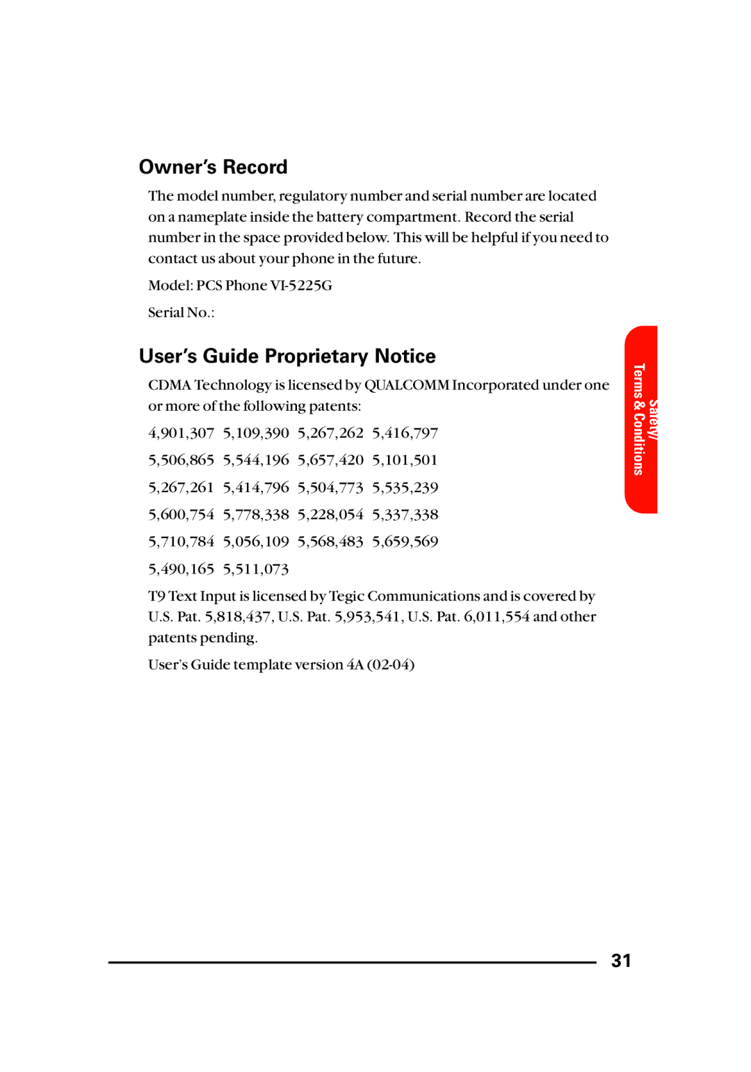 LG Electronics Sti manual Owner’s Record, User’s Guide Proprietary Notice 