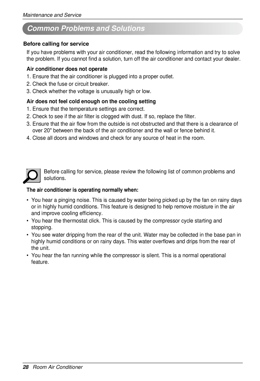 LG Electronics SU/SZ CHASSIS owner manual Common Problems and Solutions, Before calling for service 