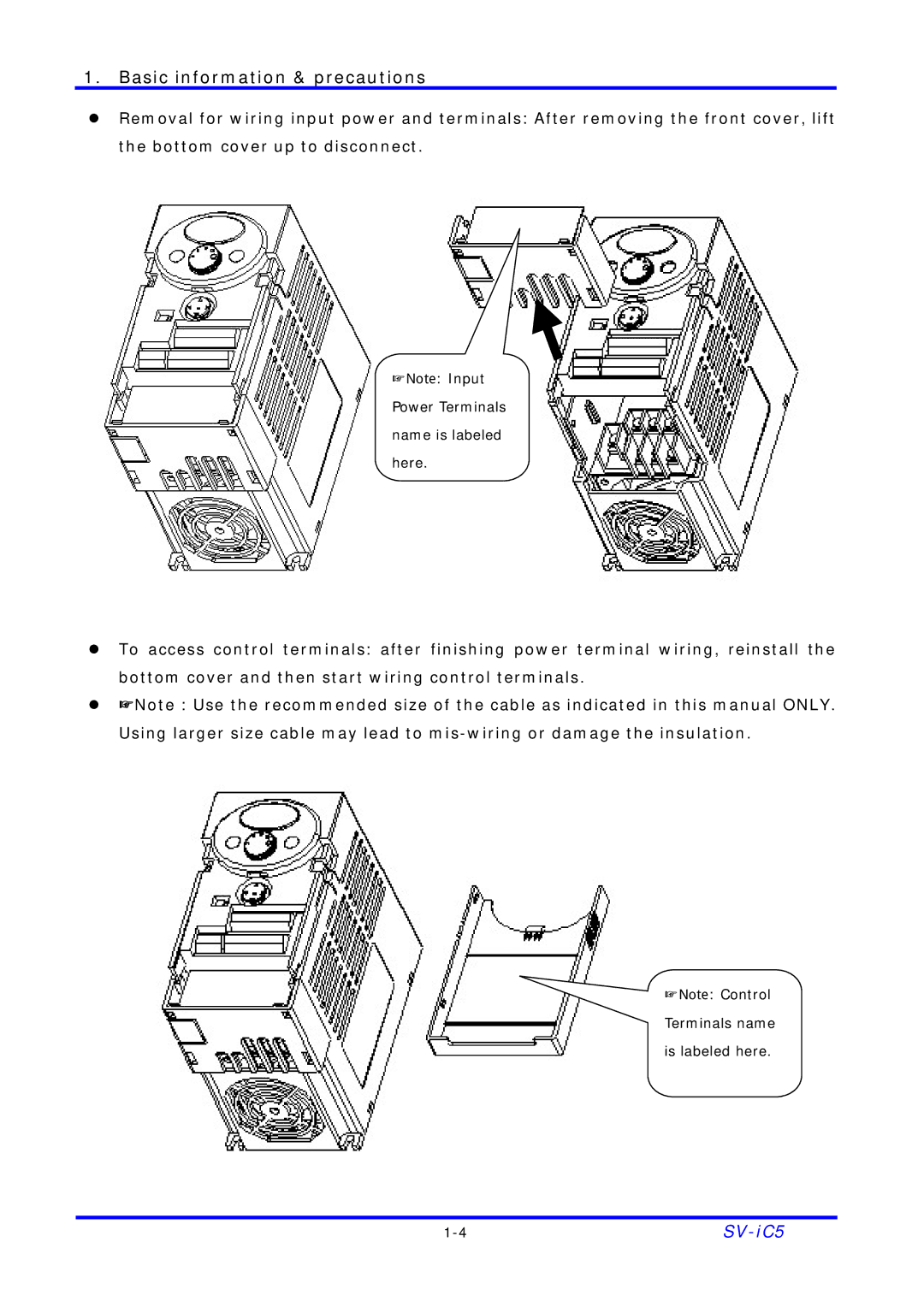 LG Electronics SV-iC5 Series manual Power Terminals name is labeled here 