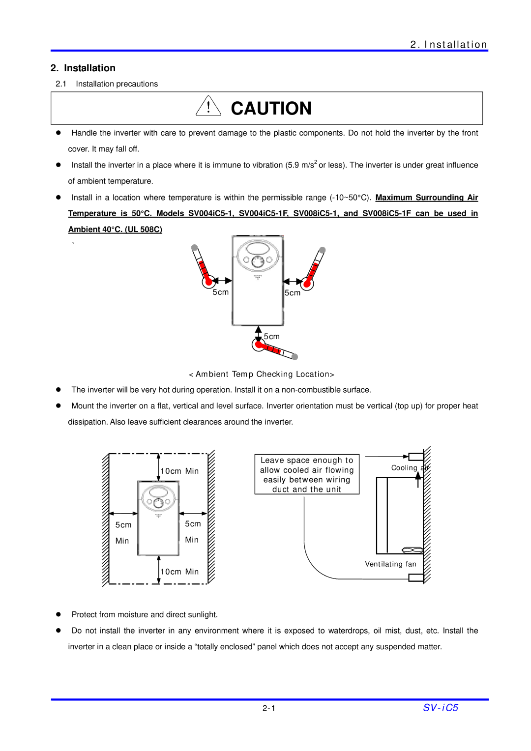 LG Electronics SV-iC5 Series manual Installation 