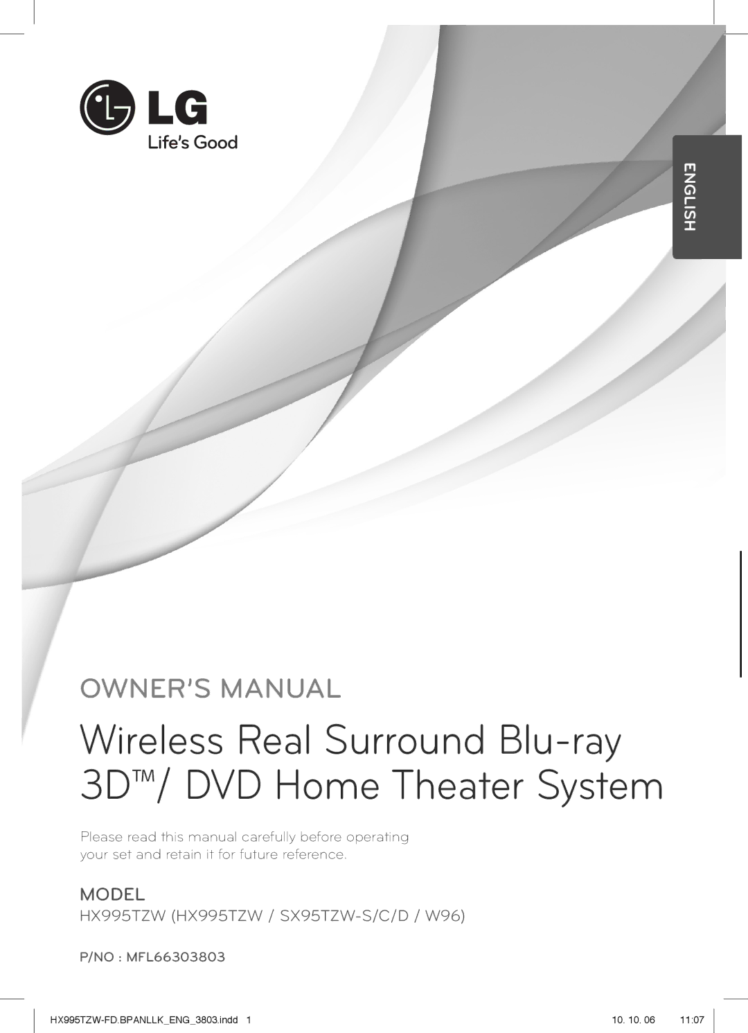 LG Electronics SX95TZW-S, SX95TZW-W96, SX95TZW-D owner manual Wireless Real Surround Blu-ray 3D/ DVD Home Theater System 