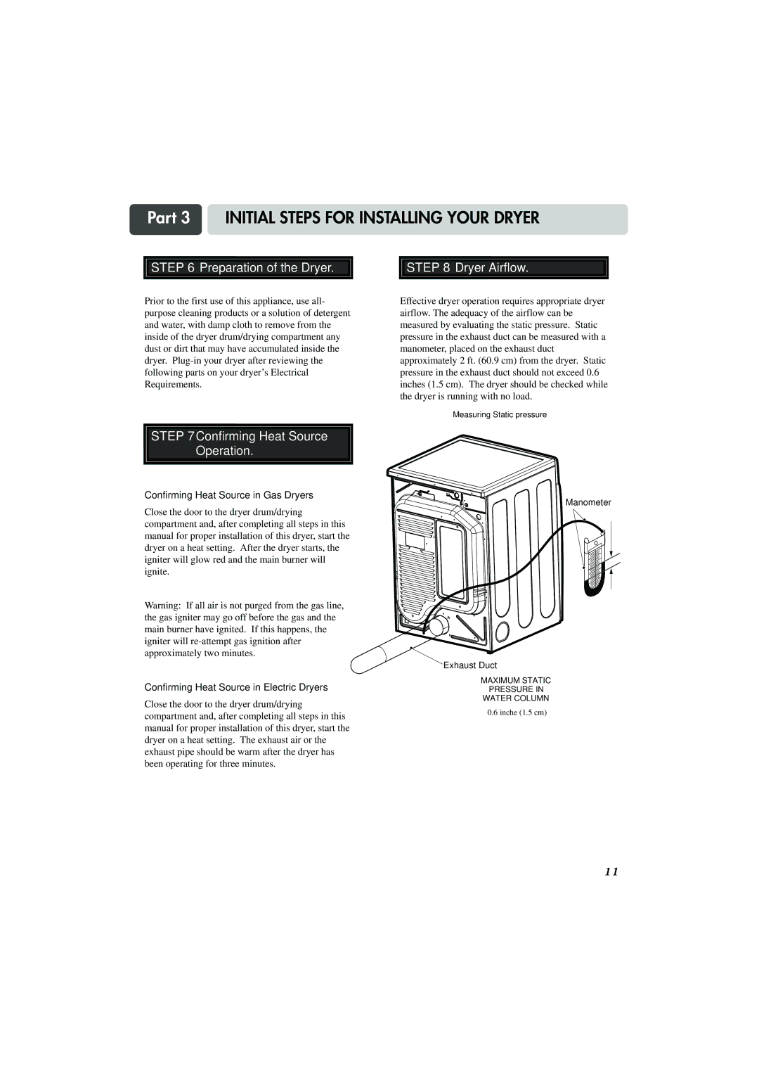 LG Electronics TD-V10155G, TD-V10159G, TD-V10150G Preparation of the Dryer, Operation, Confirming Heat Source in Gas Dryers 