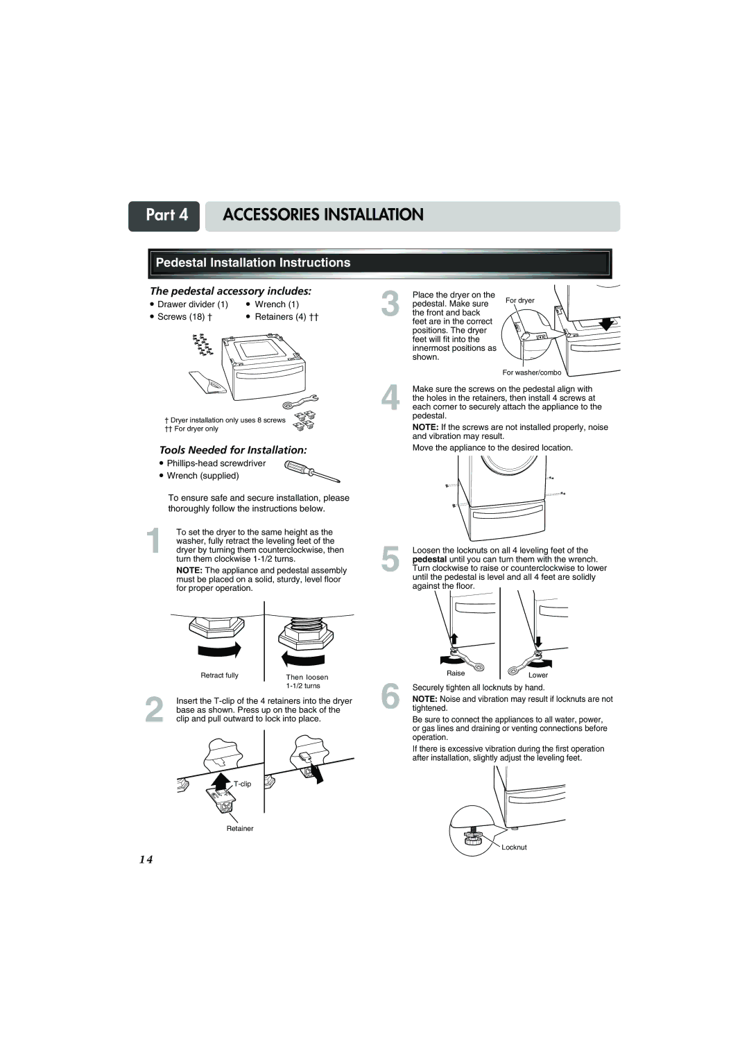 LG Electronics TD-V10155G, TD-V10159G, TD-V10150G manual Pedestal Installation Instructions 