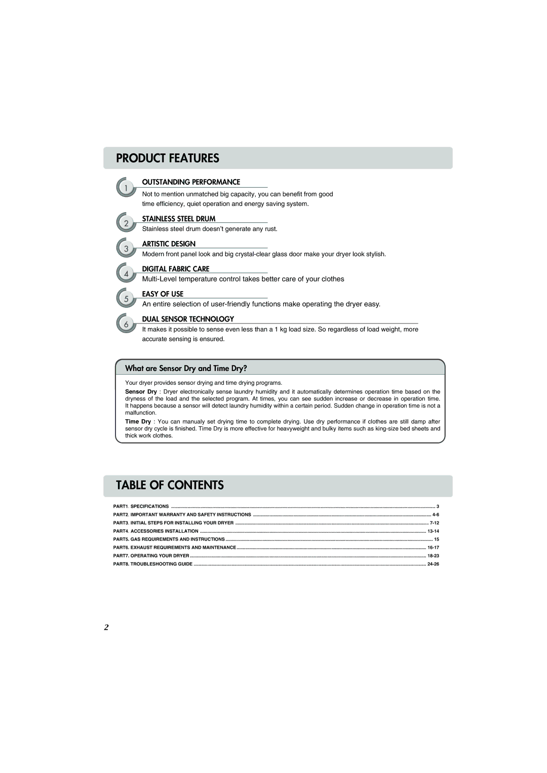 LG Electronics TD-V10155G, TD-V10159G, TD-V10150G manual Table of Contents 