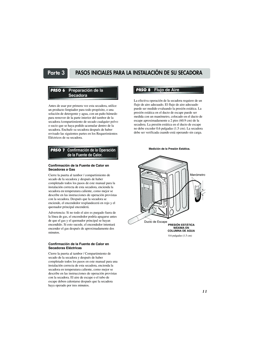 LG Electronics TD-V10159G, TD-V10155G, TD-V10150G manual De la Fuente de Calor, Paso 8 Flujo de Aire 