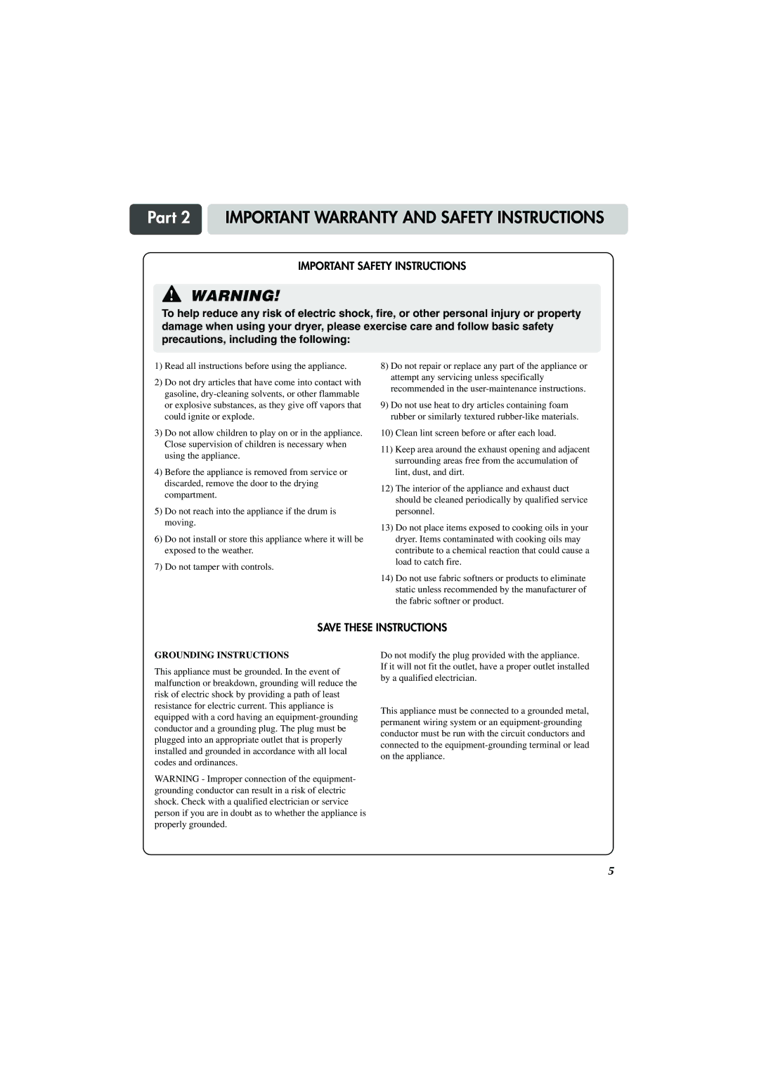 LG Electronics TD-V10155G, TD-V10159G, TD-V10150G manual Important Safety Instructions 