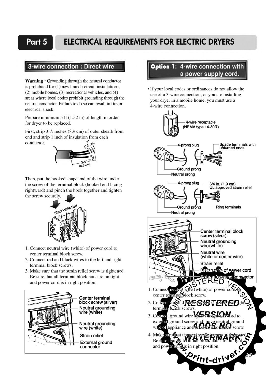 LG Electronics TD-V12240E, TD-V12240G, TD-V12246E, TD-V12246G manual 