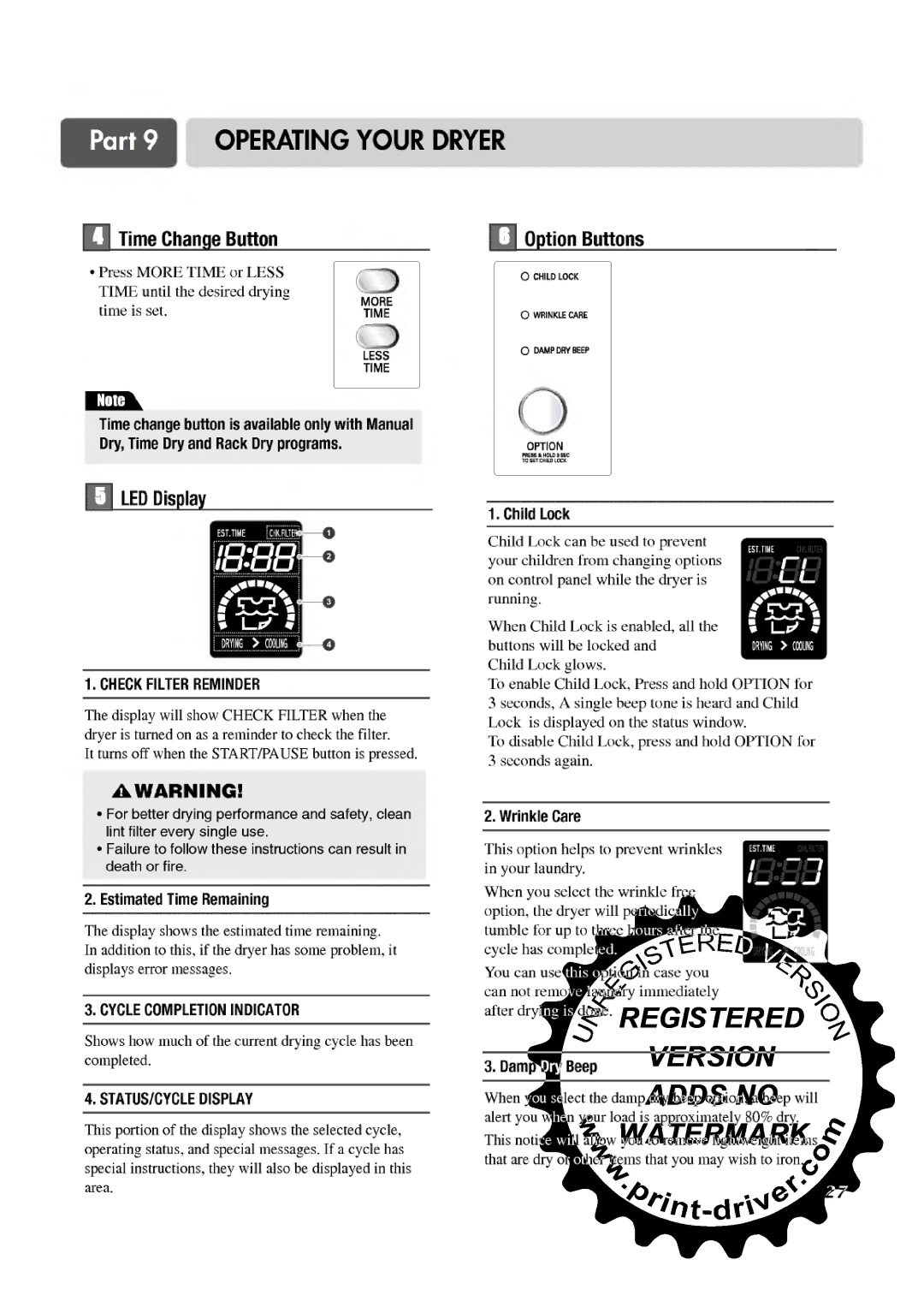 LG Electronics TD-V12240E, TD-V12240G, TD-V12246E, TD-V12246G manual 