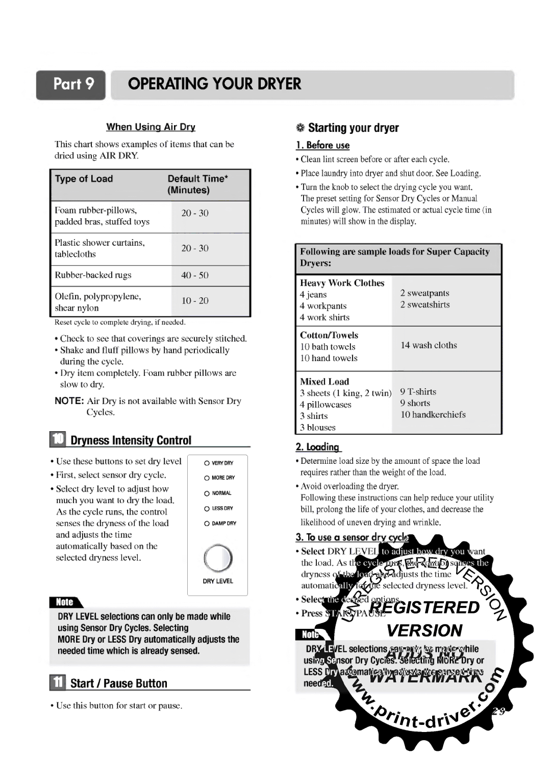 LG Electronics TD-V12246E, TD-V12240G, TD-V12246G, TD-V12240E manual 