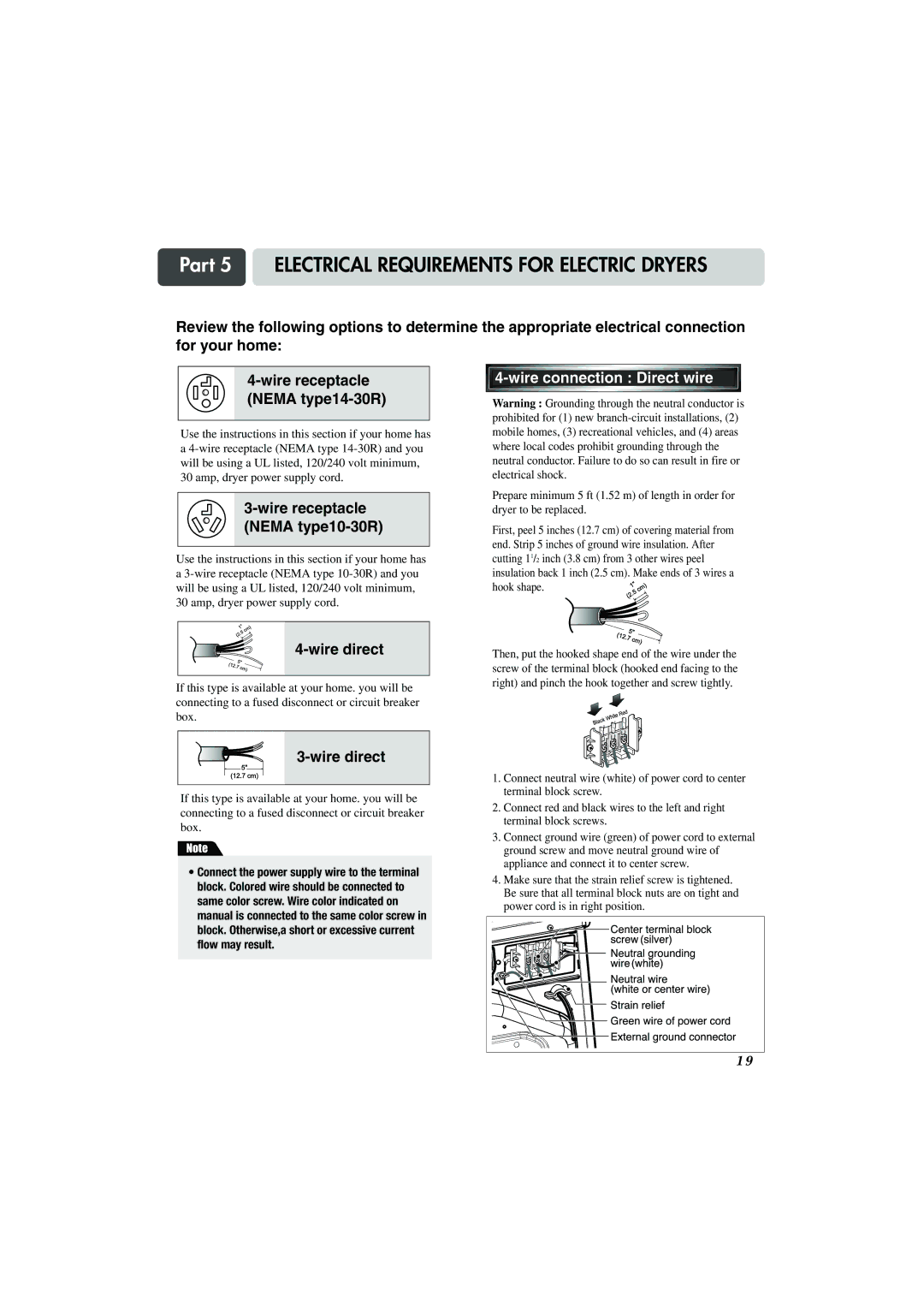 LG Electronics TD-V14247E, TD-V14247G, TD-V10247G manual Wire direct, Wire connection Direct wire 