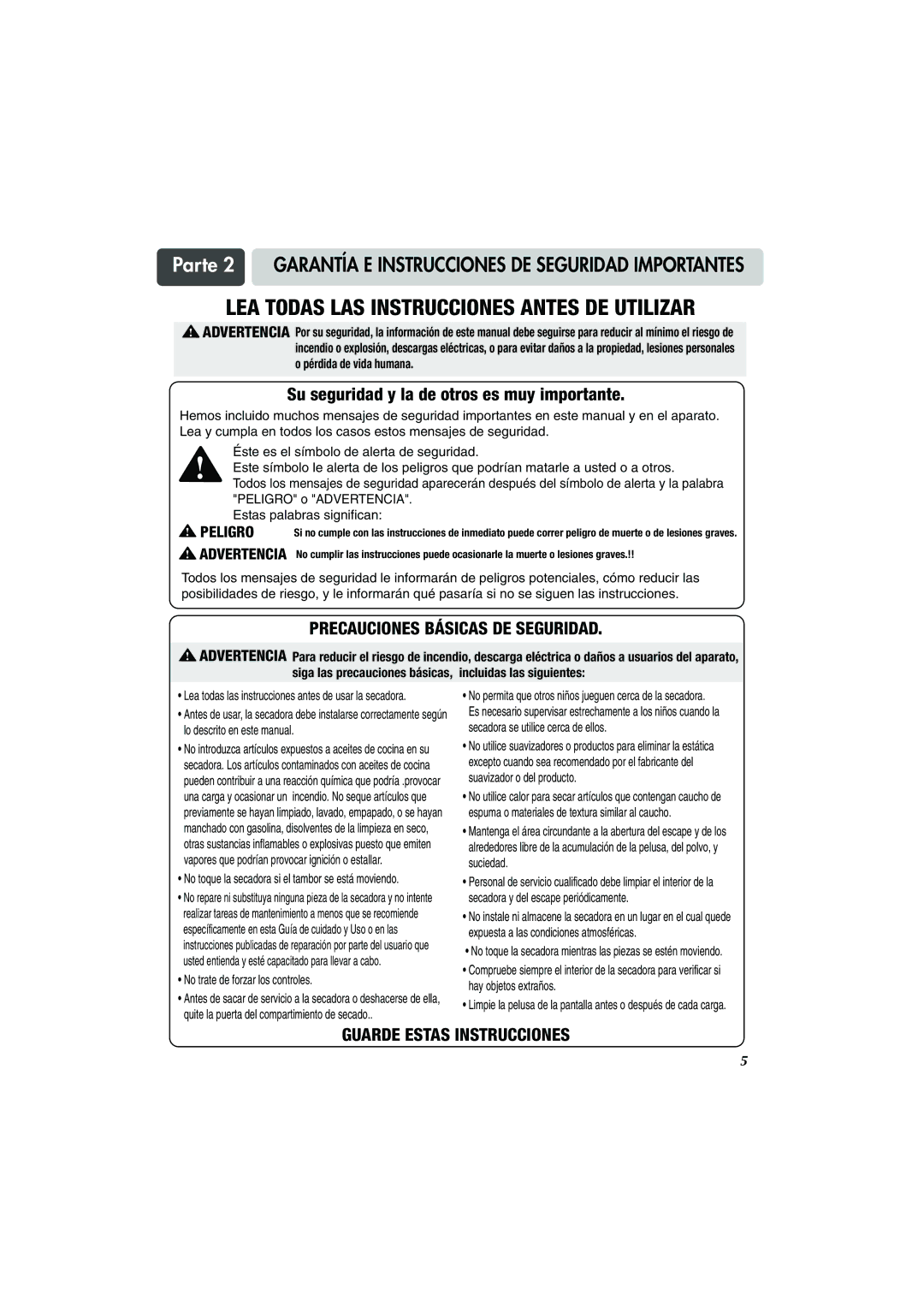 LG Electronics TD-V14247G, TD-V14247E, TD-V10247G manual Precauciones Básicas DE Seguridad, Guarde Estas Instrucciones 