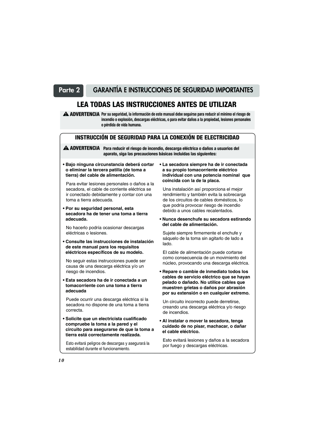 LG Electronics TD-V10247G, TD-V14247G, TD-V14247E manual Instrucción DE Seguridad Para LA Conexión DE Electricidad 