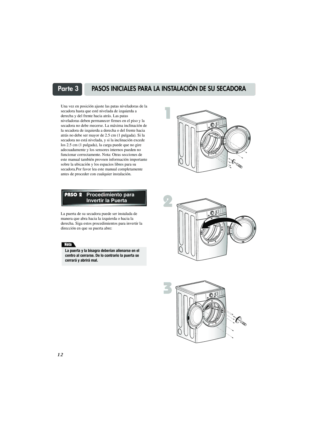 LG Electronics TD-V14247E, TD-V14247G, TD-V10247G manual Invertir la Puerta, Procedimiento para 