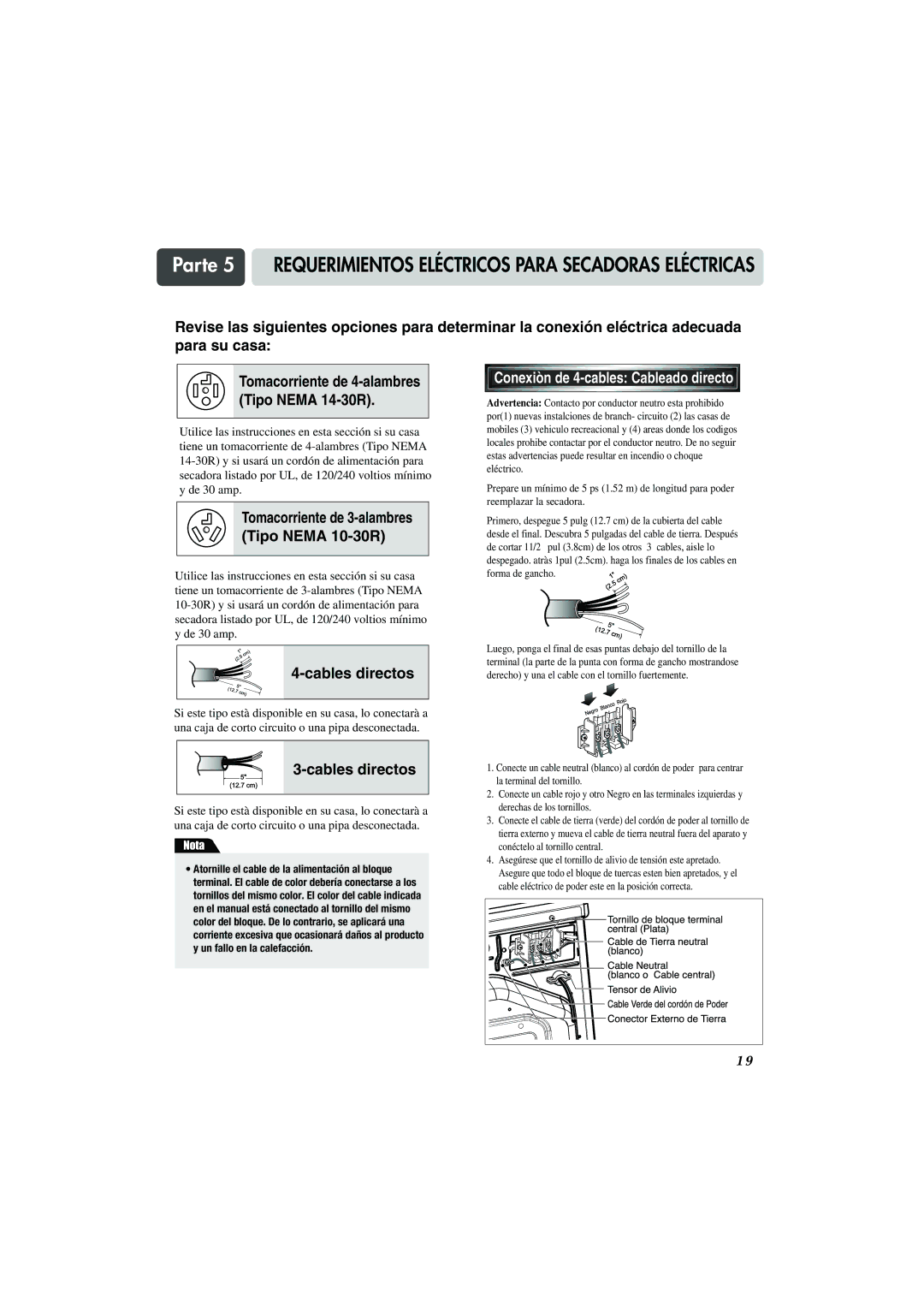 LG Electronics TD-V10247G, TD-V14247G, TD-V14247E manual Cables directos, Conexiòn de 4-cables Cableado directo 