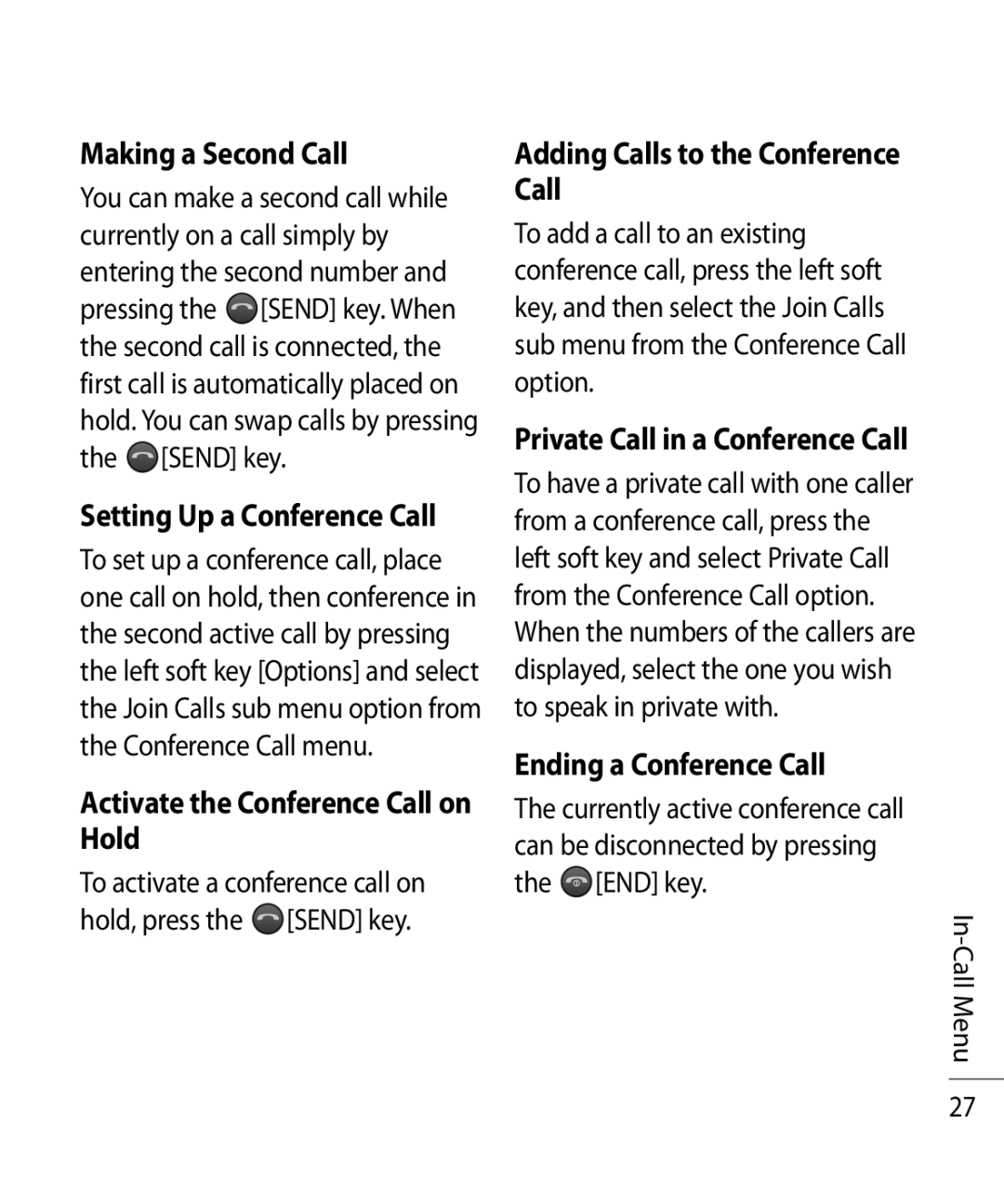 LG Electronics TE365F manual Setting Up a Conference Call, Activate the Conference Call on Hold, Ending a Conference Call 