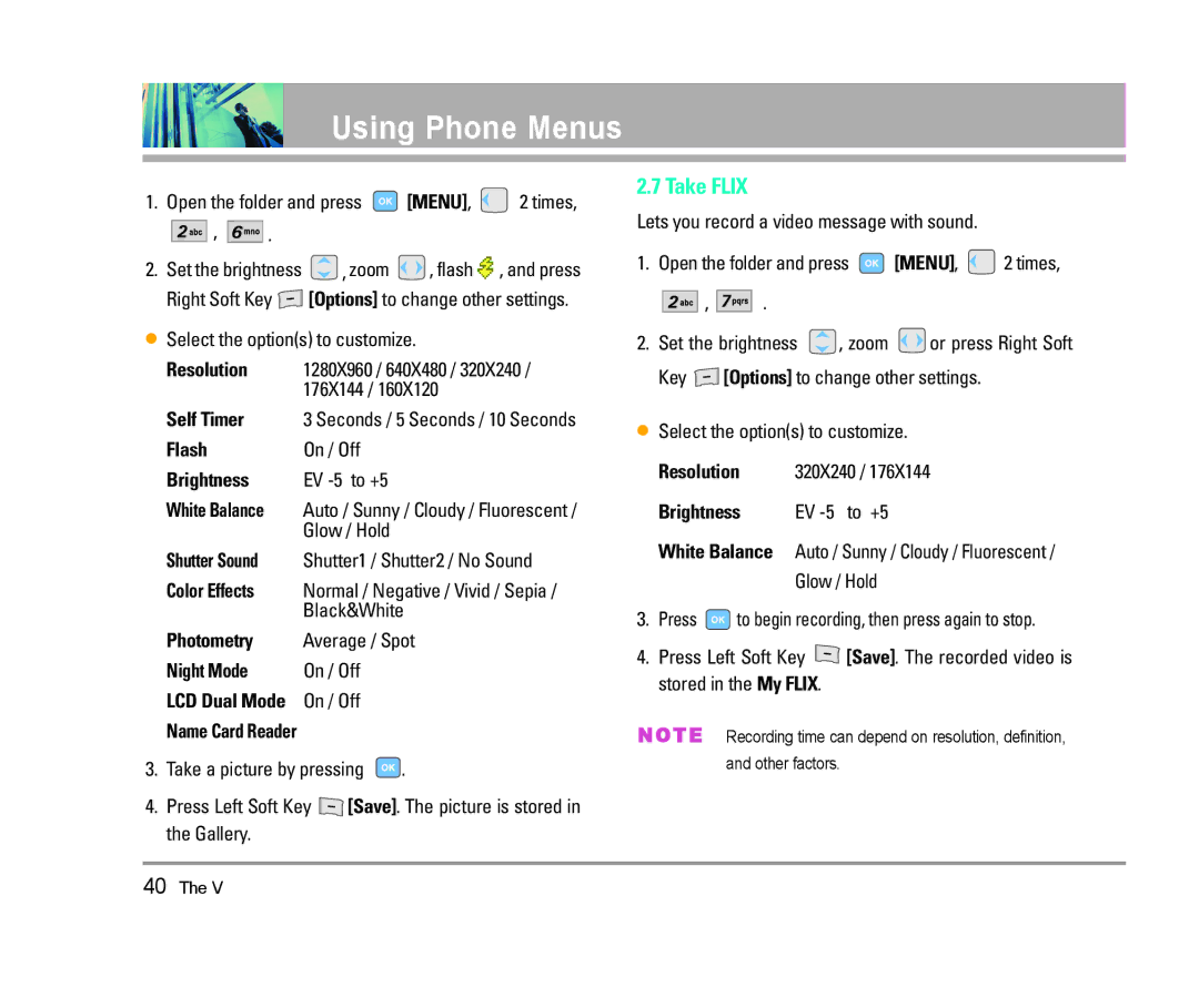 LG Electronics The V manual Take Flix 