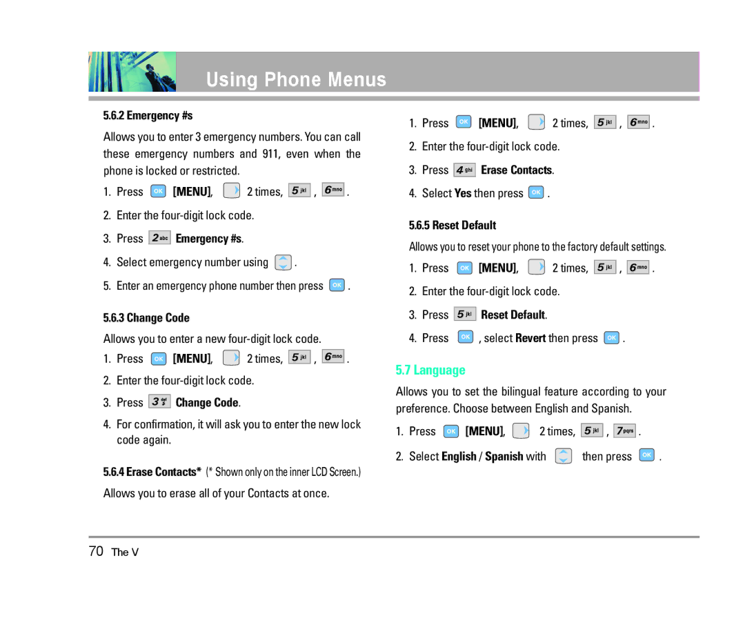 LG Electronics The V manual Language 