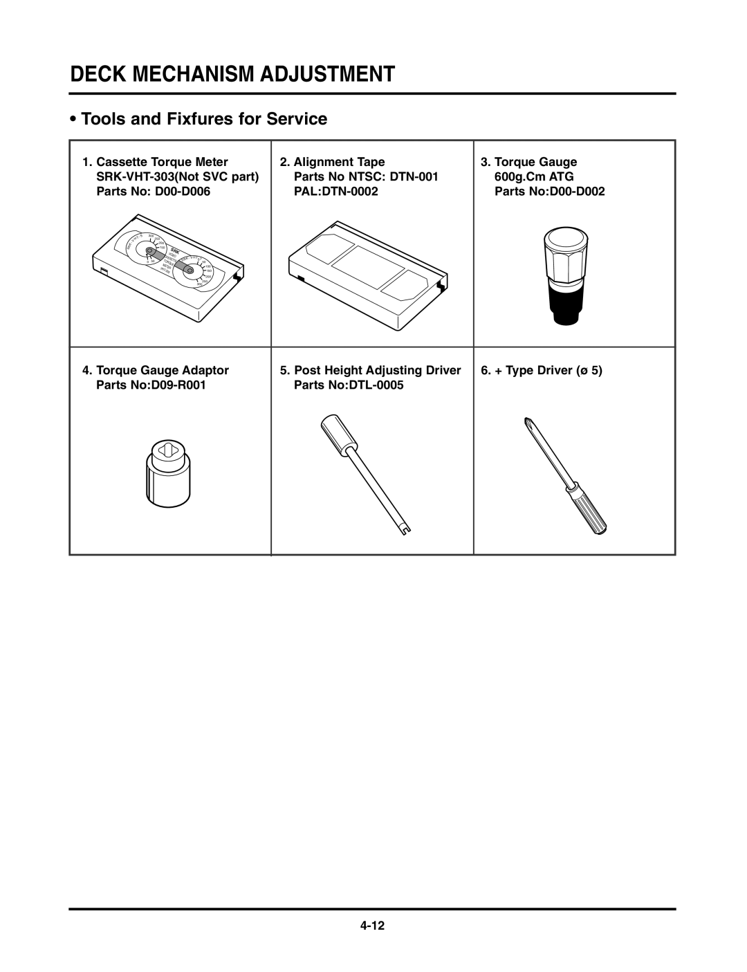 LG Electronics TL-AT130M service manual Deck Mechanism Adjustment 