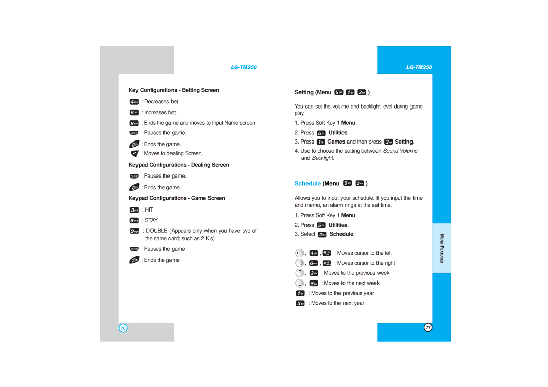 LG Electronics TM250 manual Setting Menu, Schedule Menu 